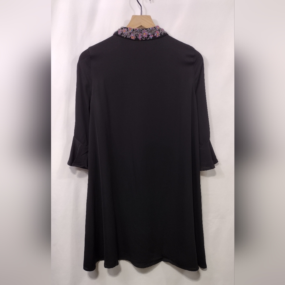 NWOT Zara Beaded Collar Blouse Women's S Black Boho Retro Y2K 90s Vintage - Picture 5 of 10
